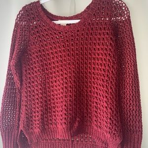 Red eyelet sweater